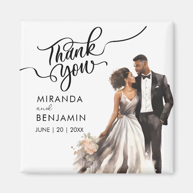 Vielen Dank für Ihre Hochzeit Black Bride Groom Wa Magnet (Vorne)
