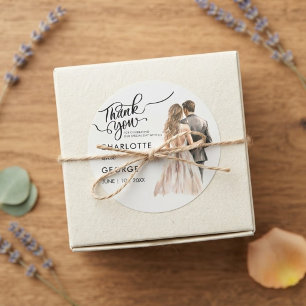 Vielen Dank für Ihre Hochzeit Bride Groom Back Wat Runder Aufkleber
