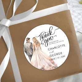 Vielen Dank für Ihre Hochzeit Bride Groom Back Wat Runder Aufkleber