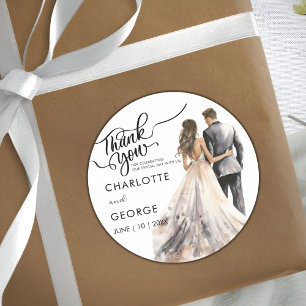 Vielen Dank für Ihre Hochzeit Bride Groom Back Wat Runder Aufkleber