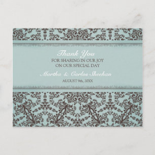 Vielen Dank für Ihre Hochzeit Damask Postcard Postkarte
