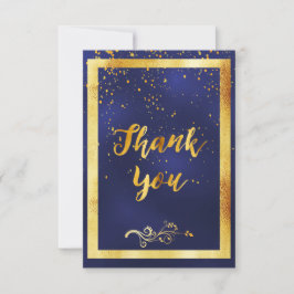 Vielen Dank für Ihre Hochzeit dunkelblau Gold Konf Dankeskarte