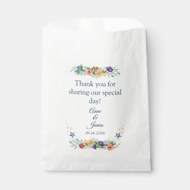 Vielen Dank für Ihre Hochzeit im bloralen Ozean Geschenktütchen (Vorderseite)