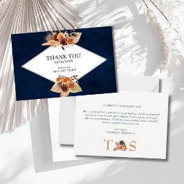 Vielen Dank für Ihre Hochzeit Pampas Grass Navy bl Mitteilungskarte