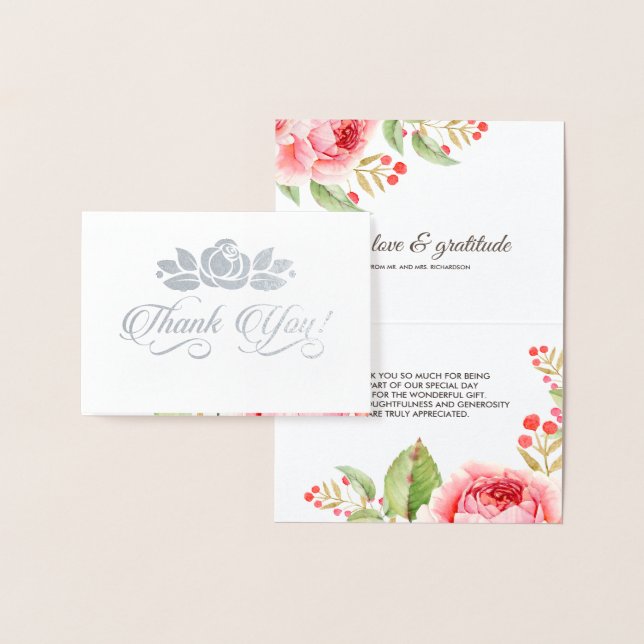 Vielen Dank für Ihre Hochzeit romantische Rose Lux Folienkarte (Anzeige)