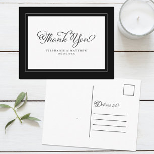 Vielen Dank für Ihre Hochzeit Schwarz-weiß moderne Postkarte