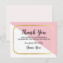 Vielen Dank für Ihre Hochzeitskarte Rosa Gold Eleg