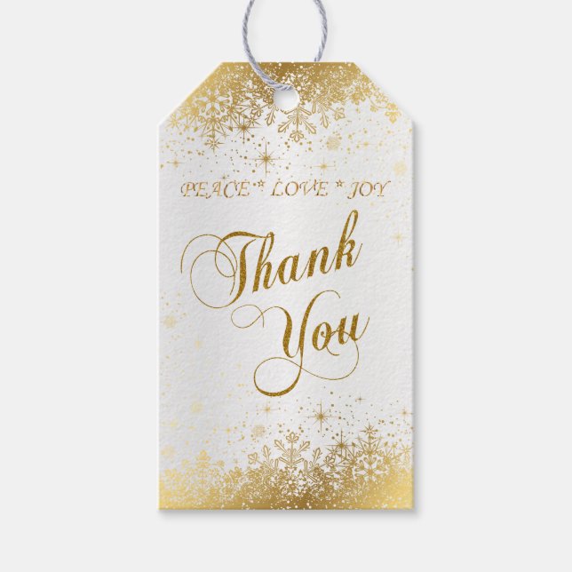 Vielen Dank für Ihre Hübsche Weiße Satin und Gold Geschenkanhänger (Vorderseite)