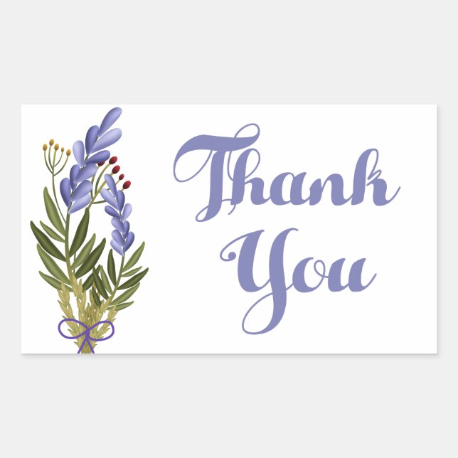 Vielen Dank für Ihre Lila Lavender Blume Rechteckiger Aufkleber (Vorderseite)