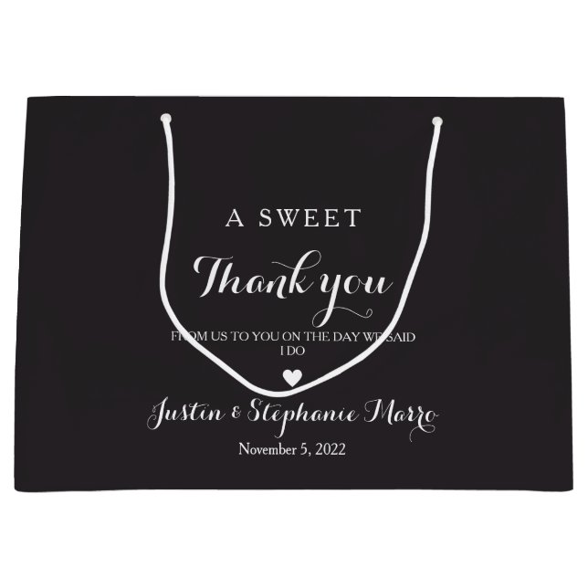 Vielen Dank für Ihre Minimalistische Hochzeit Große Geschenktüte (Vorderseite)