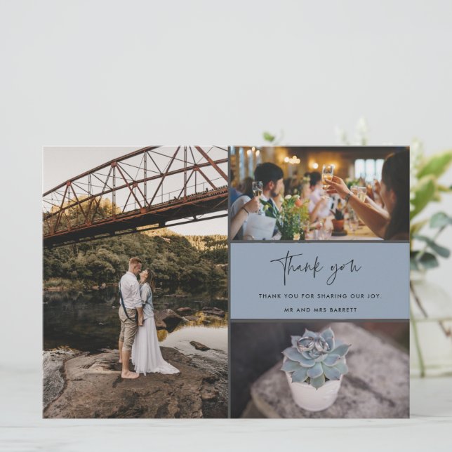 Vielen Dank für Ihre Multi Foto Collage Hochzeit (Stehend Vorderseite)