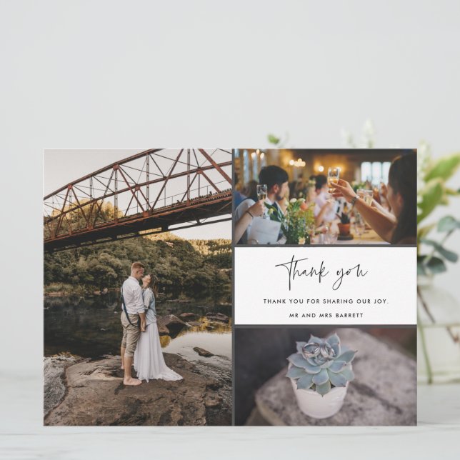 Vielen Dank für Ihre Multi Foto Collage Hochzeit (Stehend Vorderseite)