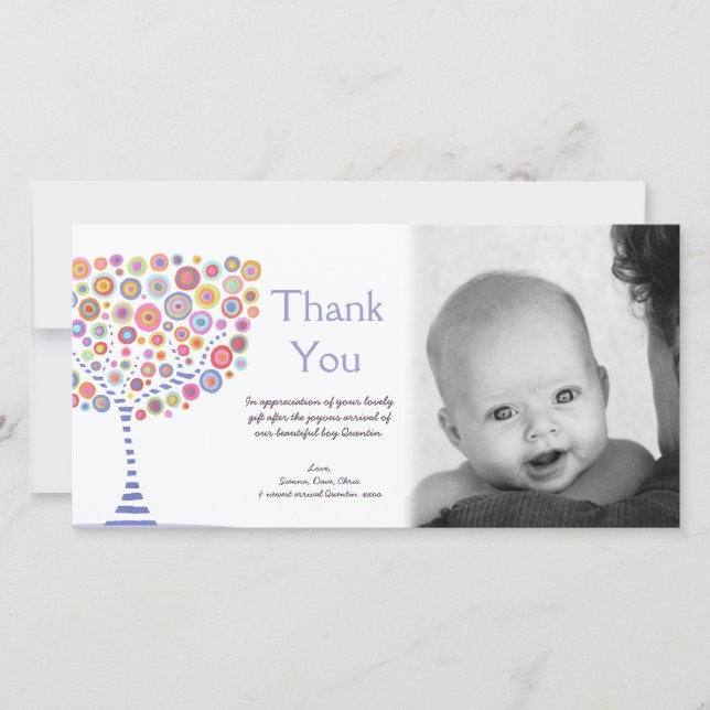 Vielen Dank für Ihre neue Baby Ankunft Geschenk Fo Dankeskarte (Vorderseite)