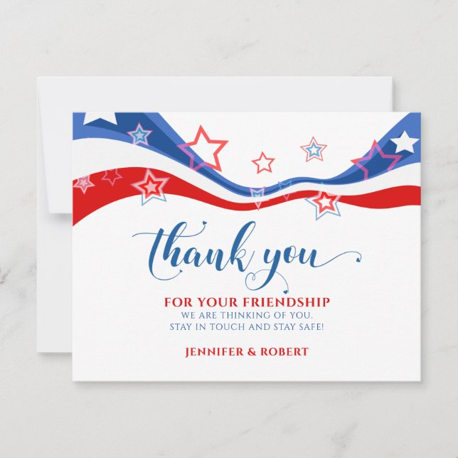 Vielen Dank für Ihre patriotischen Freunde Dankeskarte (Vorderseite)