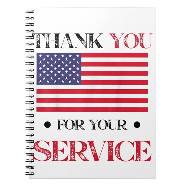 Vielen Dank für Ihre Service American Flag Notizblock (Vorderseite)