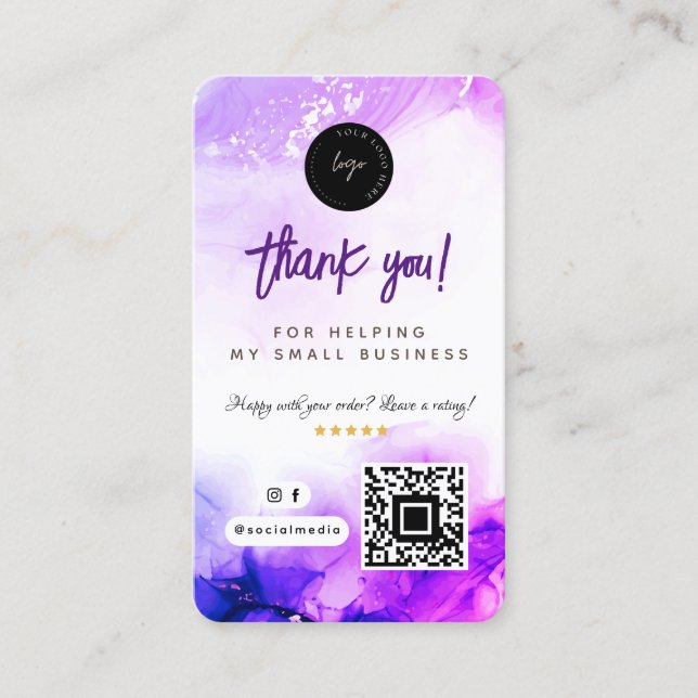 Vielen Dank für Ihre Social Media QR-Code und Logo Visitenkarte (Vorderseite)