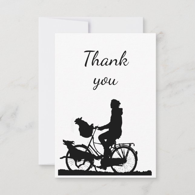 Vielen Dank für Ihre Spaß Person auf dem Fahrrad m Dankeskarte (Vorderseite)