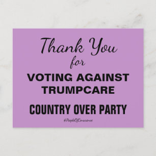 Vielen Dank für Ihre Stimme gegen TrumpCare Resist Postkarte