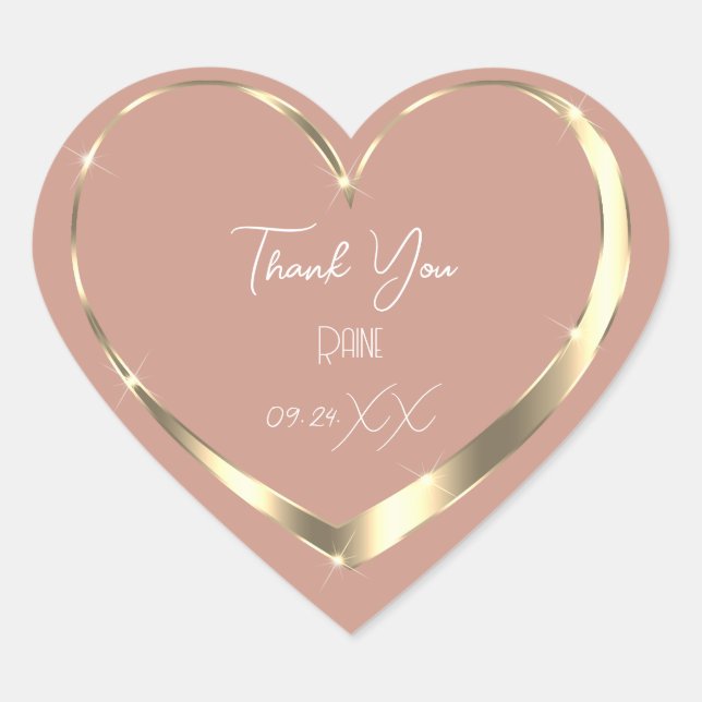 Vielen Dank für Ihre Unterstützung Rose Gold Heart Herz-Aufkleber (Vorderseite)
