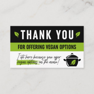 Vielen Dank für Ihre Veganen Optionen. Visitenkarte