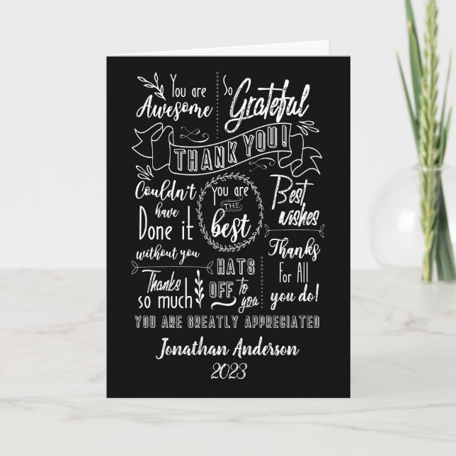 Vielen Dank für Ihre Wertschätzung Chalkboard Dankeskarte (Vorderseite)