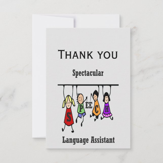 Vielen Dank für Ihren besonderen Sprachenassistent Dankeskarte (Vorderseite)