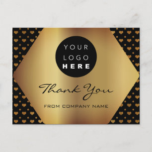 Vielen Dank für Ihren Einkauf Herz Black Gold Logo Postkarte