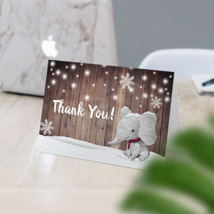 Vielen Dank für Ihren Elephant Boy Rustic Winter S Dankeskarte