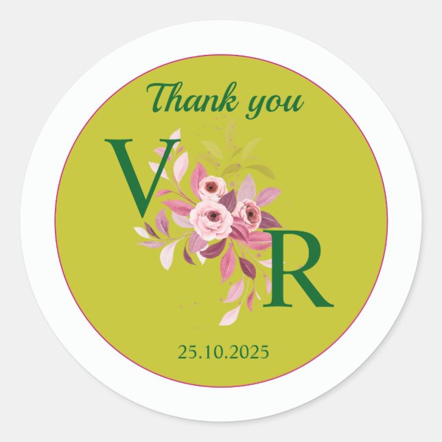Vielen Dank für Ihren Hochzeitsticker Runder Aufkleber (Vorderseite)