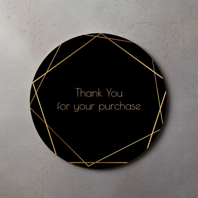 Vielen Dank für Ihren Kauf Gold geometrische Grenz Runder Aufkleber (Thank you for your purchase gold geometric border classic round sticker)