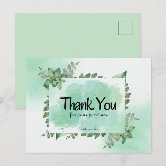 Vielen Dank für Ihren Kauf grünes botanisches Wass Postkarte (Vorne/Hinten)