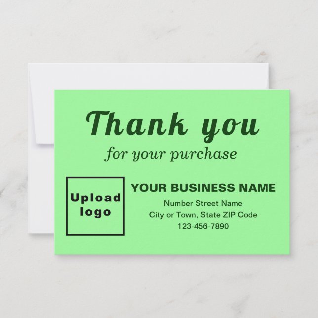 Vielen Dank für Ihren Kauf Light Green Flat Card Dankeskarte (Vorderseite)