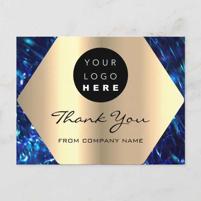 Vielen Dank für Ihren Kauf Navy Gold Logo Postkarte (Vorderseite)