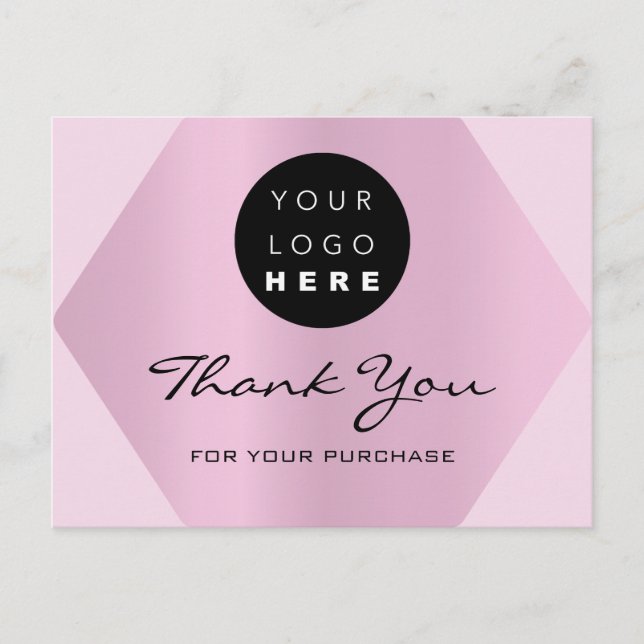 Vielen Dank für Ihren Kauf Pink Custom Logo Postkarte (Vorderseite)