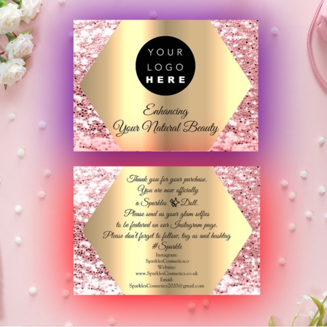 Vielen Dank für Ihren Kauf Pink Gold Logo Visitenkarte (Thank You For Your Purchase Pink Gold Logo Business Card)