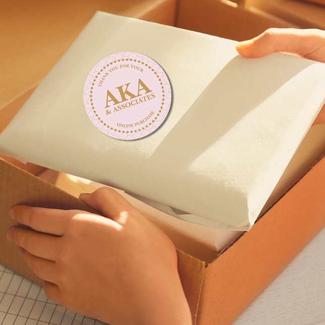 Vielen Dank für Ihren Kauf Pink Gold Monogram Runder Aufkleber (Von Creator hochgeladen)