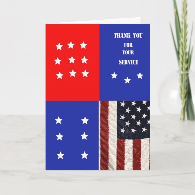 Vielen Dank für Ihren Service Patriotic Karte (Vorderseite)
