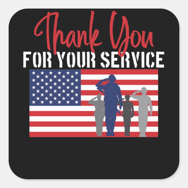 Vielen Dank für Ihren Service Patriotic Veteran Quadratischer Aufkleber (Vorderseite)
