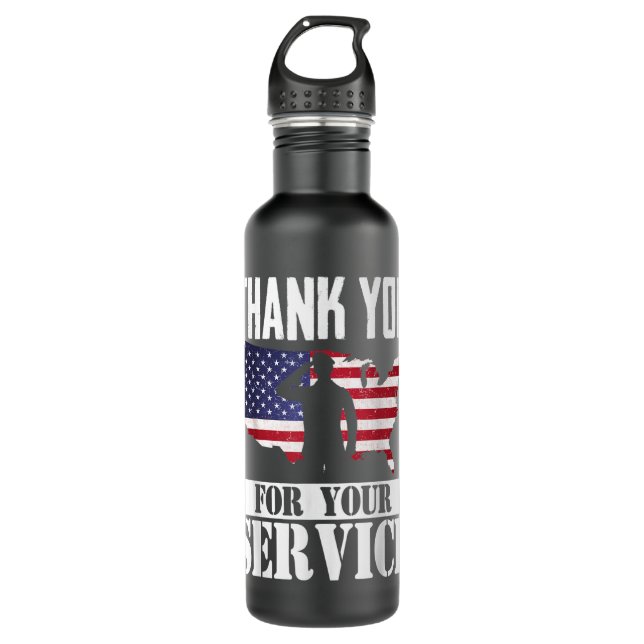 Vielen Dank für Ihren Service Patriotic Veterans D Edelstahlflasche (Vorderseite)