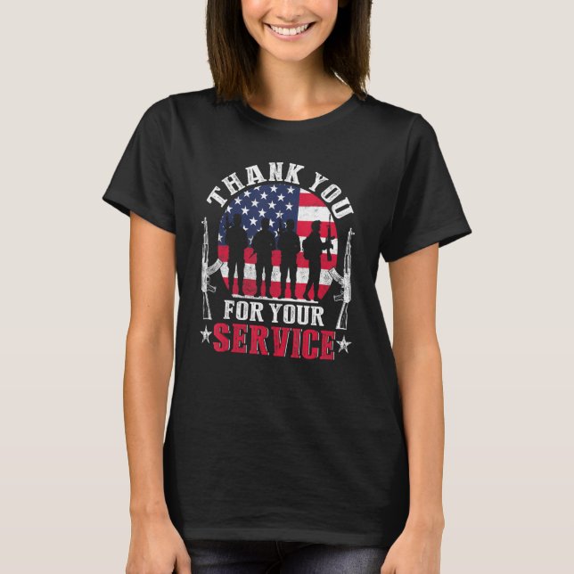 Vielen Dank für Ihren Service Patriotic Veterans D T-Shirt (Vorderseite)