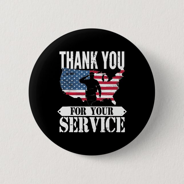 Vielen Dank für Ihren Service Veteran Patriot Mili Button (Vorderseite)