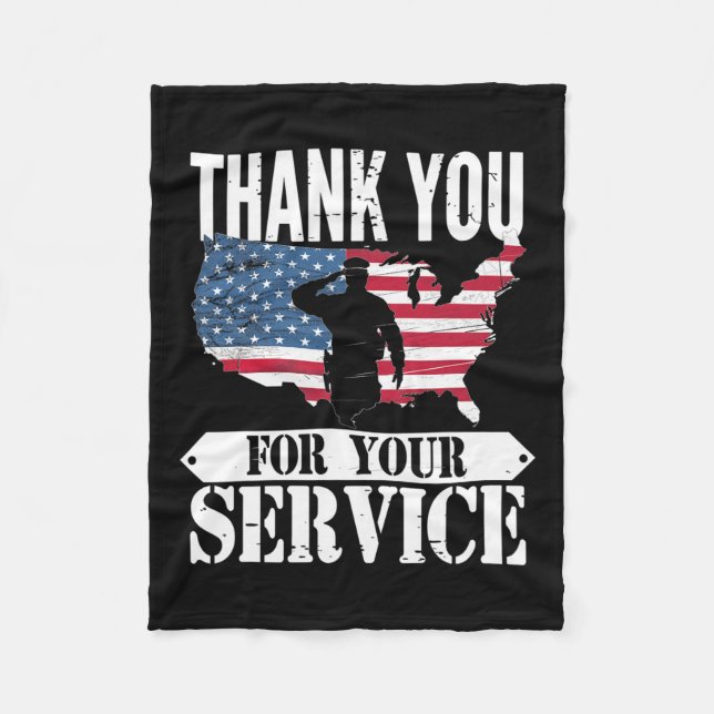 Vielen Dank für Ihren Service Veteran Patriot Mili Fleecedecke (Vorderseite)