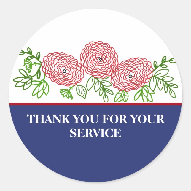Vielen Dank für Ihren Service Veterans Day Poppy Runder Aufkleber (Vorderseite)