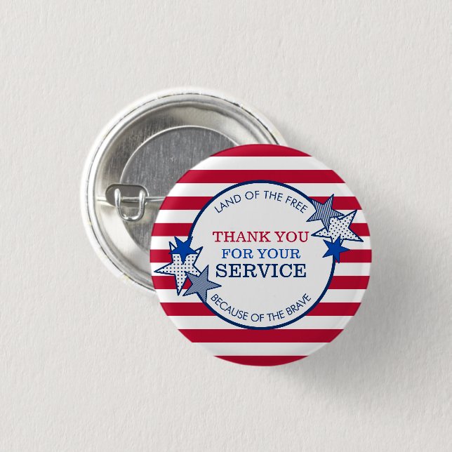 Vielen Dank für Ihren Service Veterans Stars Strip Button (Vorne & Hinten)