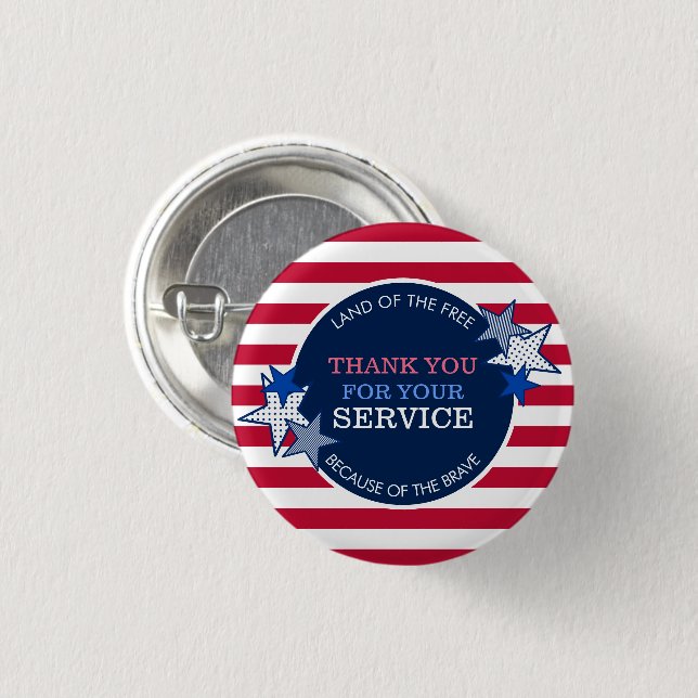 Vielen Dank für Ihren Service Veterans Stars Strip Button (Vorne & Hinten)