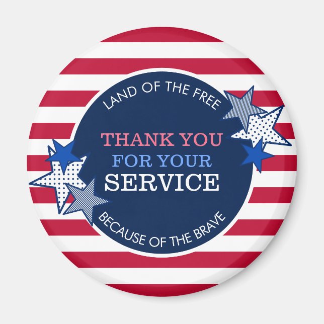 Vielen Dank für Ihren Service Veterans Stars Strip Magnet (Vorne)