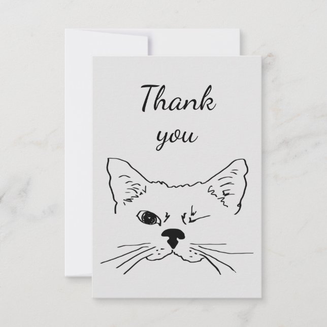 Vielen Dank für Ihren Spaß Winking Cat Kitten Anim Dankeskarte (Vorderseite)