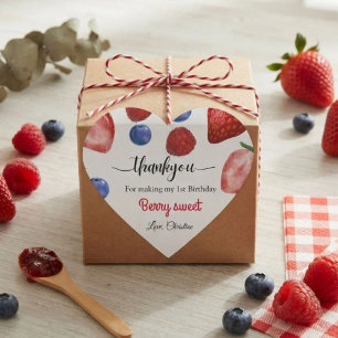 Vielen Dank für mein 1. Berry Weihnachten, Beeren Herz-Aufkleber