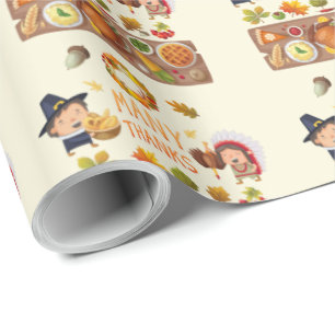 Vielen Dank für Pilgrim und das native Erntedank F Geschenkpapier