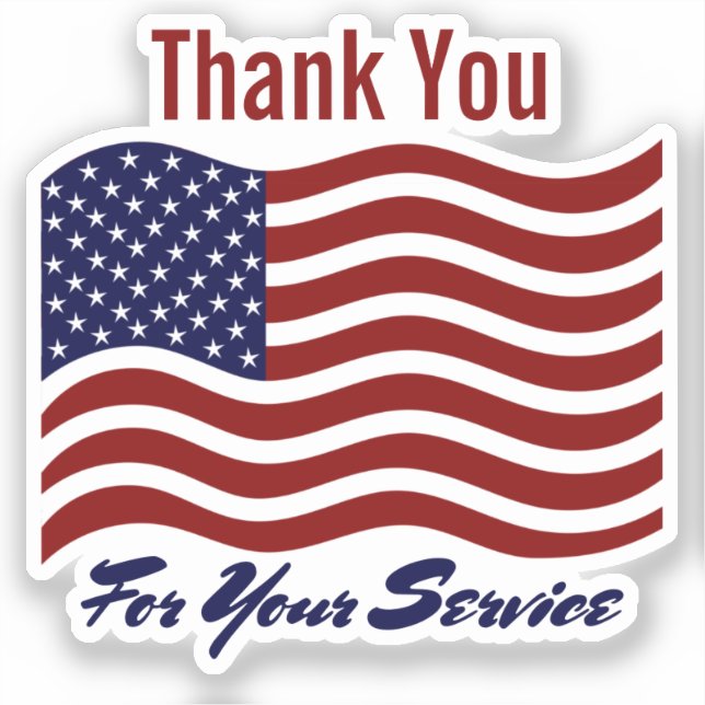 Vielen Dank für Service American Flag Veteran's Aufkleber (Vorderseite)